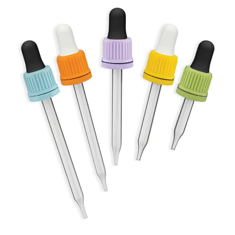 ColorChoice Dropper: Customizable Glass Pipette with Rubber Teat and Tamper Evident Collar (NBR/Silicone Options)