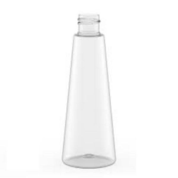 Frasco de plástico transparente cilíndrico de 250 ml com rosca 24/410